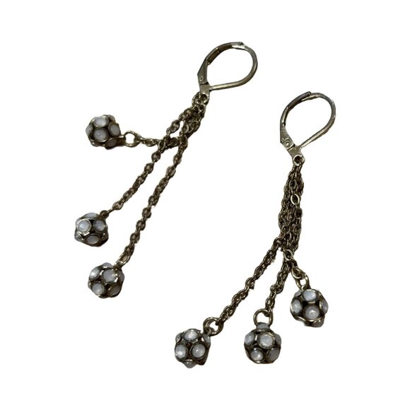 2 Pair Earrings Yellow Princess Cut And Vintage Style Rhinestone Drop Art Deco - Picture 5 of 10